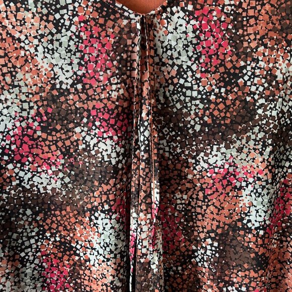 NWT Emaline 2X Limon Top Blouse Orange Brown  V-Neck Lined Tie Option at Necklin - Picture 4 of 6